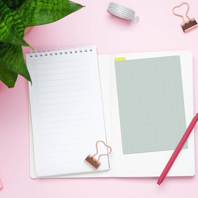 Thenshop 5 Pack A6 Gray x Yellow Pencil Board Reusable Notebook Accessory, Flexibility Layout Grids with Ruler Scale