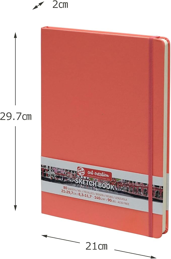 Talens Art Creation Sketchbook, Coral Red, 80 Sheets, 8.3 x 11.7 in