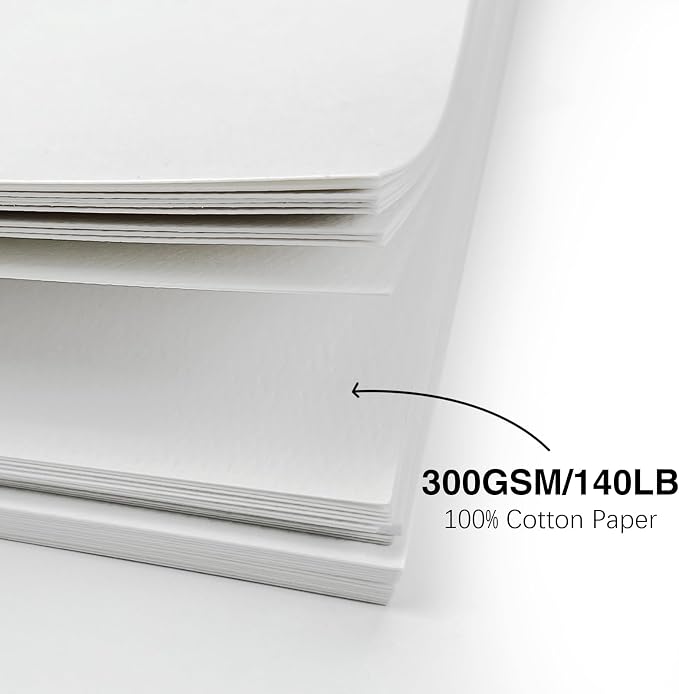 50 Pack Foldable Blank Watercolor Cards with Envelopes 4 x 6 Inch