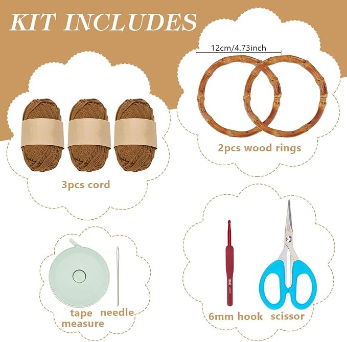 ACRNIGHEET Crochet Bag Kit for Adults Caramel Colored Handbag Crochet Kit for Beginners Knitting Purse Starters Set DIY Craft Making Kit with Step-by-Step Instructions and Video Guidance