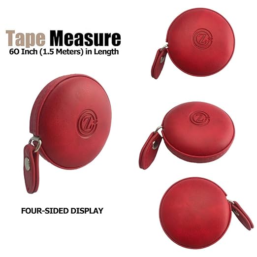 Sewing Tape Measure, Medical Body Cloth Tailor Craft Dieting Measuring Tape, 60 Inch/1.5 M Dual Sided Retractable Ruler with Push Button Round(1 Pack, Red)