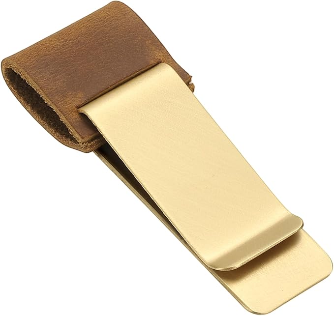 PATIKIL Pen Loop for Notebook, Brass Leather Pencil Holder Pen Clip for Notebook Traveler Journals Planner, Brown