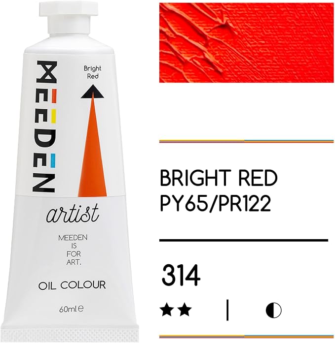 MEEDEN Artist Grade Oil Paint: Bright Red - 60ml/2oz Tube | Professional Art Paints and Supplies for Canvas Painting