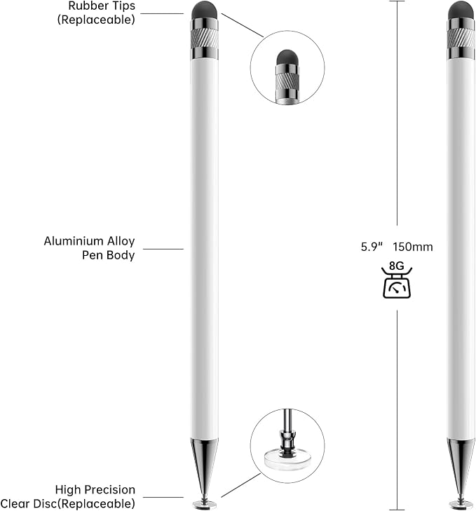 Bopomofo Stylus(5 Pcs),2-in-1 Stylus Pen for Touchscreen,Stylus Pen | Metal Barrel,Suitable for Apple(iPhone/ipad)/Nintendo Switch/Samsung/Google/Microsoft/Android Tablets Touch Screen Devices