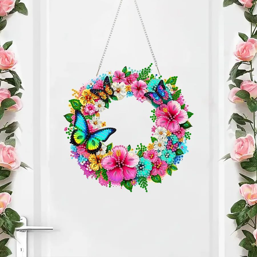 RYMILIE Hanging Diamond Art Kits for Adults Floral Butterfly