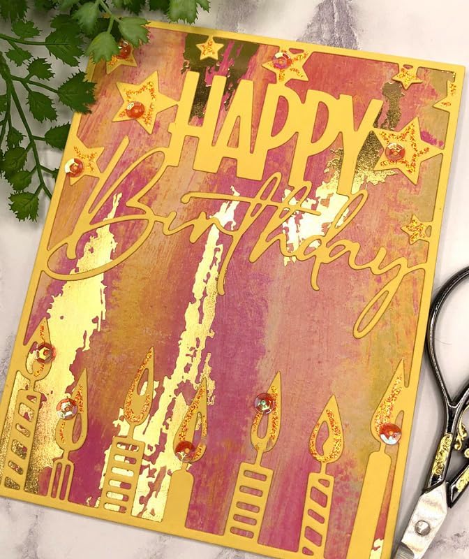 Lapoo Words Cutting Die for Scrapbooking - Durable, Cut Stencils for DIY Scrapbook Photo Album Decorative Paper Card, Card Making Supplies Party Wedding Decorations (Happy Birthday 5.5 x 4.3 in)