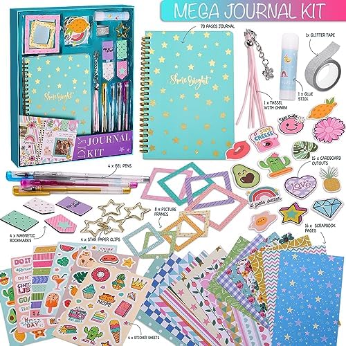 DIY Journal Kit for Girls, Scrapbook & Diary Supplies Set, Birthday Gifts for Teen Girls Craft Sets - Unleash Creativity Journaling Art Crafts Kit - Ideal Gifts for 8 9 10 11 12 13 14 Year Old Girl