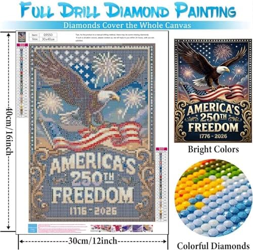 bleihum Eagle Diamond Art Kits for Adults, 4th of July Diamond Painting