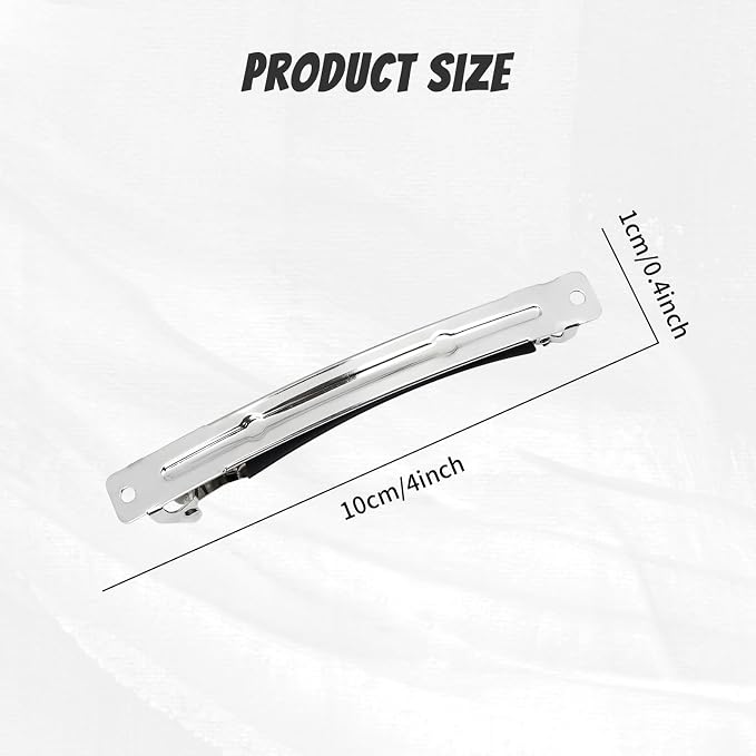 Dizila 20 Pieces 10cm/4" Big Plain Blank DIY Craft Project Silver Metal French Hair Barrettes with Strong Hold Snap Hair Clips Accessories for Women Girls Teens