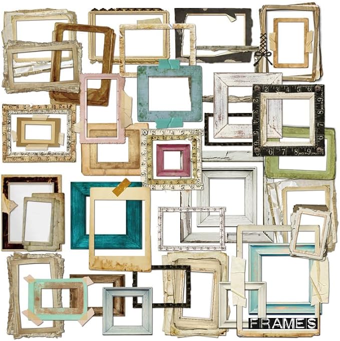CATaireen Vintage Junk Journal Ephemera Scrapbooking Supplies Translucent Vellum Paper Stickers Card Making Decal Art Aesthetic for Adults (Ephemera Frame)