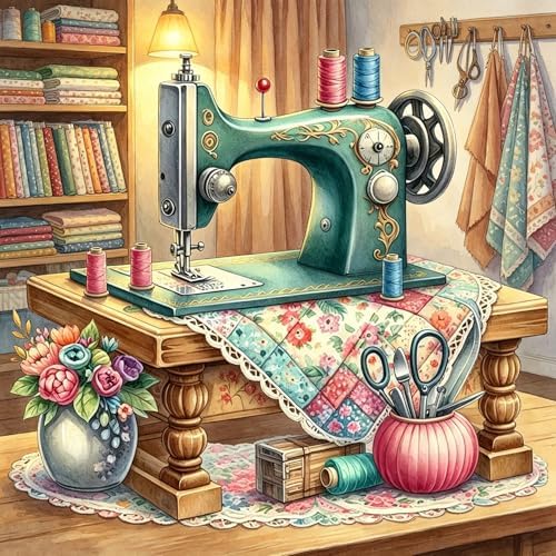 XUCNWL Diamond Art Kits for Adults,Sewing Machine 5D Diamond Painting Kits