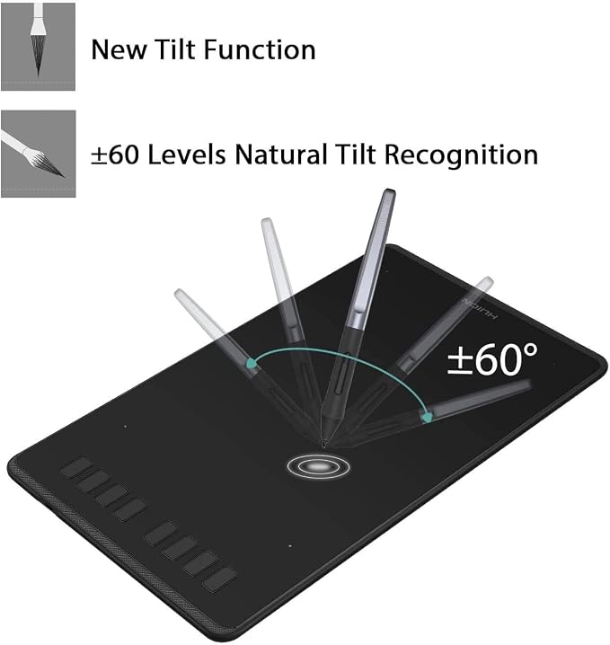 HUION Inspiroy H950P 8x5 inch Drawing Tablet 8192 Pen Pressure | 8 Hot Keys, Battery-Free Stylus, Tilt, Android Support, Graphics Tablet for OSU, Animation, Painting, Art, Photo Editing