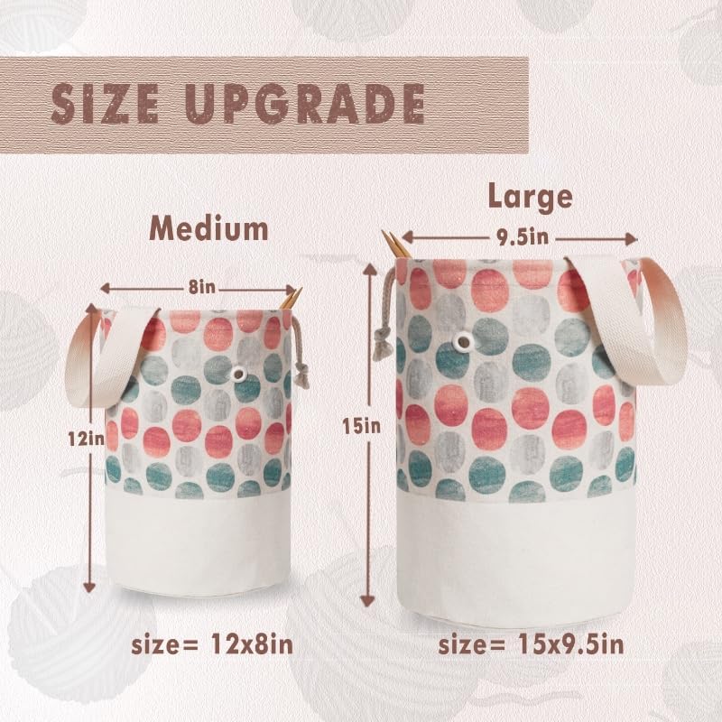 TOGETRUE Yarn Bag, Knitting Crochet Bag, Portable Yarn Storage Bags Organizer for Crocheting Project, Store Skein Ball, Short Knitting Needle (Large, Point Shape)