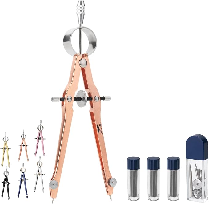Mr. Pen- Professional Compass for Geometry, Extra Lead | Metal Compass Drawing Tool for Students, Drafting and Engineering, Technical Drawings, Circles and Geometry Projects