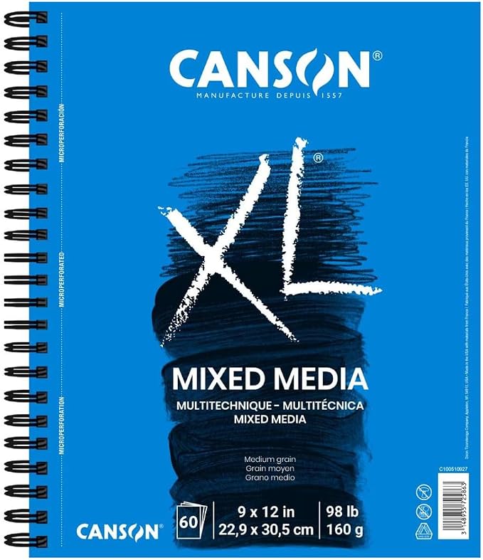 Canson XL Series Mixed Media Pad 9" x 12", 60 Sheets/Pad, Pack of 3