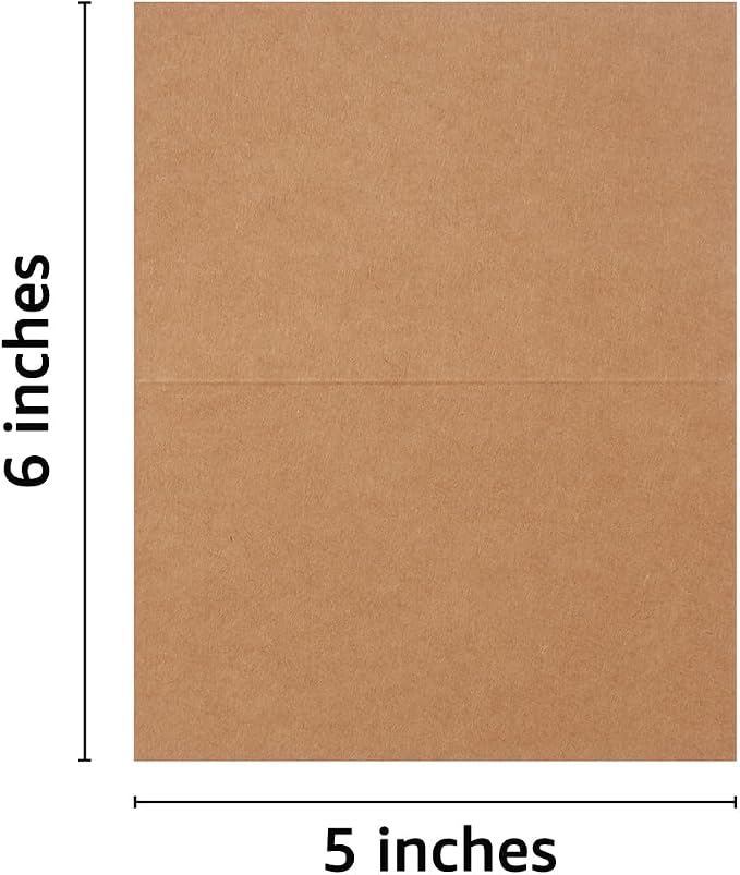 50 Pack Blank Folded Cardstock Business Cards, Brown, 3x5