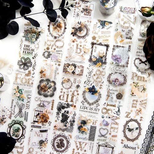 Alideco 6pcs PET Washi Tape Set Vintage Victorian Lace Washi Tapes for Journaling Scrapbook Stickers Decorative Tapes for Scrapbooking Bullet Journals, Planner, Arts & Crafts（leisianyequ
