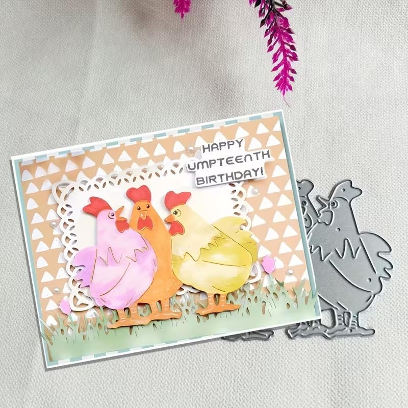 3pcs/Set Chickens Metal Die Cuts Cutting Dies Paper Cards Cutting Dies Cut Stencils for DIY Embossing Card Making Book Tags Decorative Paper Dies Scrapbooking