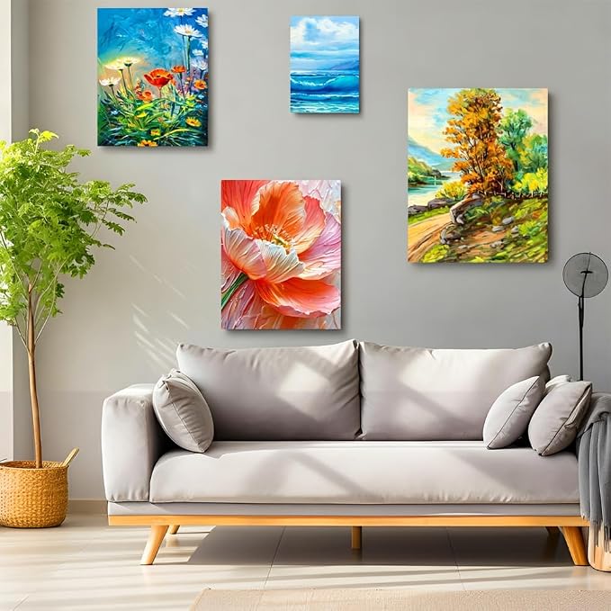 Stretched Canvas for Painting - 18x24 Inch/5 Canvas Value Pack - Triple Primer Acid Free 100% Cotton Blank Canvas for Painting Supplies Oil and Acrylic Pouring Art Watercolor