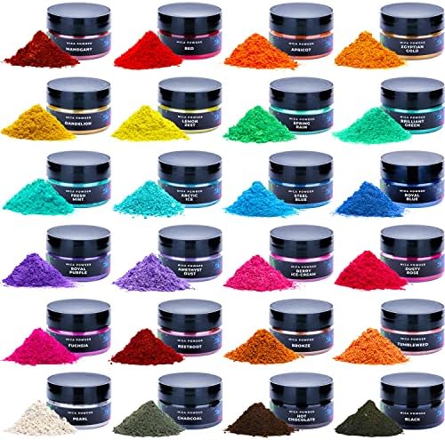 Mica Powder for Resin Coloring - 24 Colors Jars Pigment Powder for Nails
