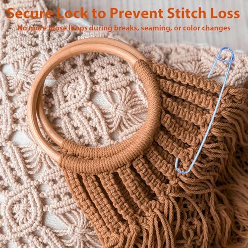 18Pcs 6 Size Metal Stitch Holders for Knitting Aluminum Handy Yarn Needle Versatile Crochet Hook Tools for Sweaters Socks DIY Quilting Sewing Colorful