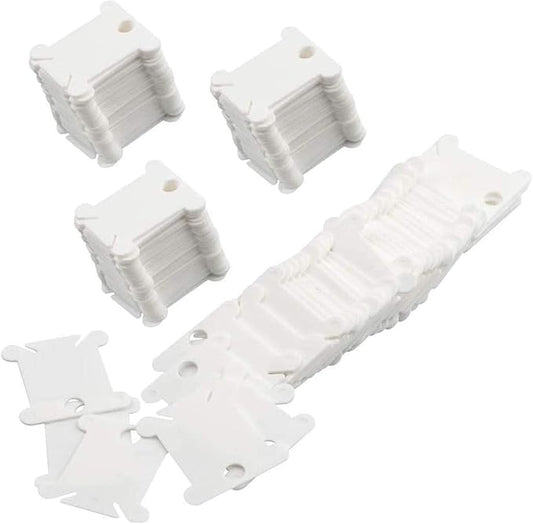 MUZHI Embroidery Floss Bobbins, 128 Pcs Embroidery Floss Organizer, Plastic Embroidery Thread Cards for Cross Stitch Thread Holder Sewing Storage(White)
