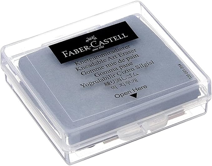 Faber-Castell Kneadable Eraser for Artists in Storage Case - Absorbent Kneaded Erasers, Art Eraser 1 Pack, Grey