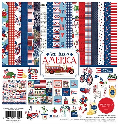 Carta Bella Paper Company God Bless America Collection Kit Paper , 12-x-12-Inch