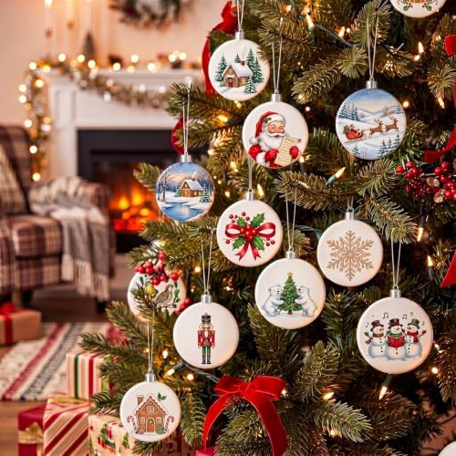 Zubebe 12 Pcs 2.36 Inch Christmas Blank White Ball Ornaments