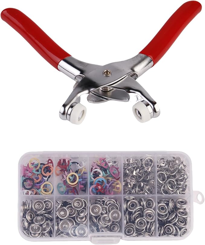 100-piece Metal Snap Button Set, Including Pliers and Pressing Tools, Suitable for DIY Crafts, Garment Sewing, Baby Clothing Sewing Snap Button Set (Colorful Cutout)
