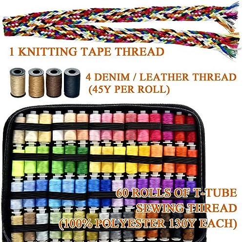 Sewing Kit with Case Portable Sewing Supplies for Home Traveler, Adults, Beginner, Emergency, Contains 60 Sewing Thread, Scissors, Needles, Measure etc