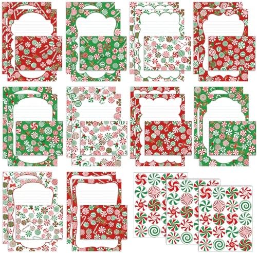 TaoBary 160 Pcs Christmas Candy Stationery Paper and Envelopes Set