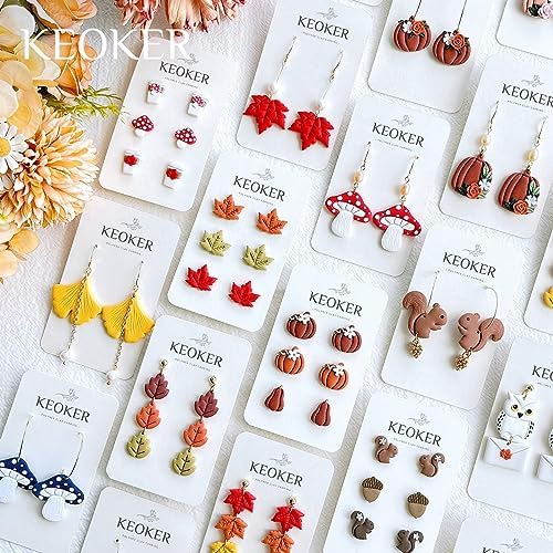 Keoker Fall Polymer Clay Cutters - Pumpkin Clay Cutters for Earrings Making, 19 Shapes Autumn Clay Earrings Cutters (All)