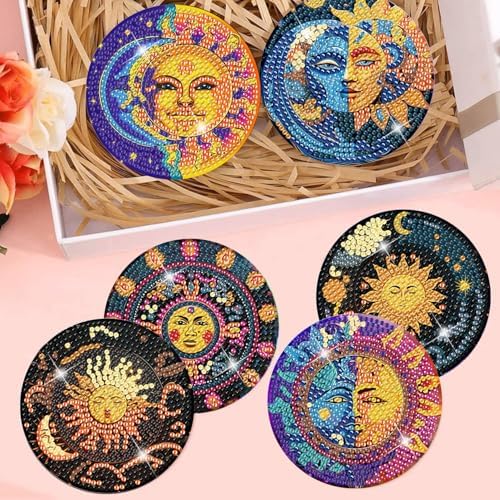 8 Pcs Diamond Art Coaster Kit for Adult with Holder, Diamond Coasters 4x4in