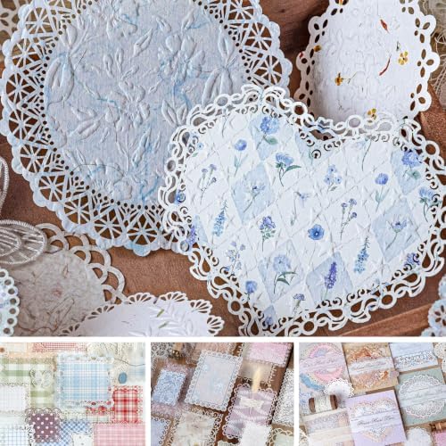 84 Pcs Lace Textured Scrapbook Paper Kit, Embossed Rice Paper For Decoupage