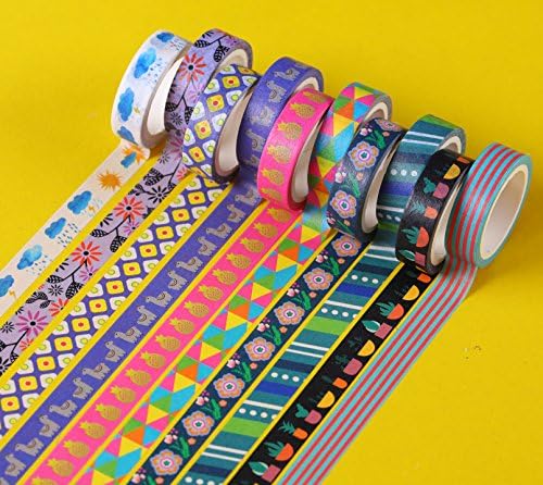 MPOPUUL Ninico 30 Rolls Washi Tape Set - 10mm Wide, Colorful Flower Style Design, Decorative Masking Tape for DIY Craft Scrapbooking Gift Wrapping