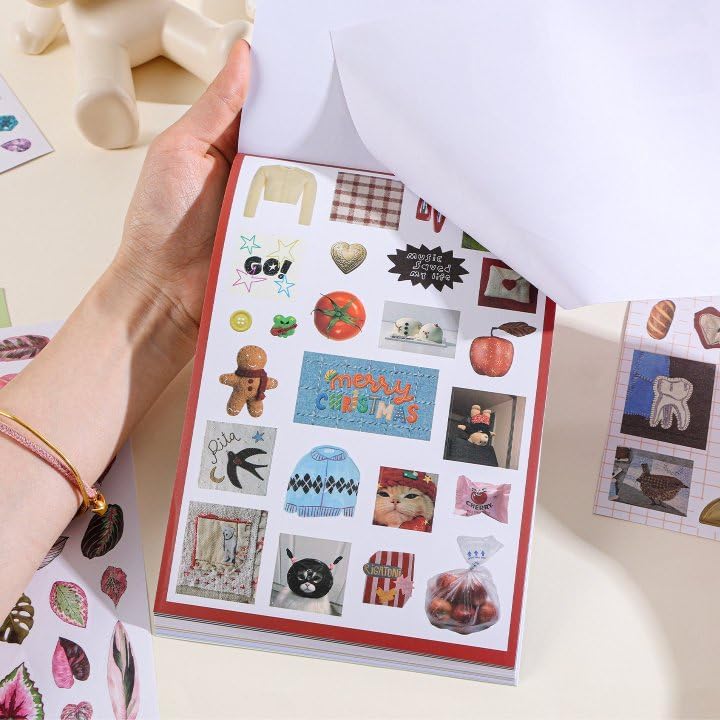1300Pcs+ Retro Sticker Book for Scrapbook Junk Journal (CS-Blue)