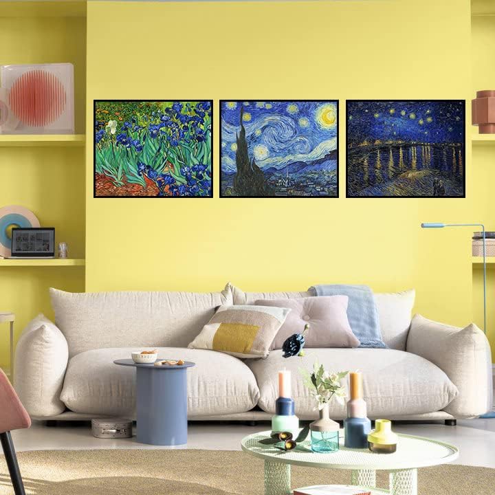 VeGuude Diamond Painting Kits for Adults, 6 Pack Van Gogh Starry Night Diamond Art Kits, 5D Full Drill DIY Crafts for Adults Home Wall Decor Sunflower Irises Café Terrace at Night [12x16in]