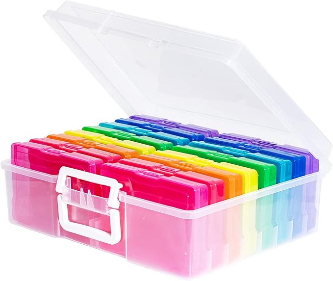 novelinks Photo Storage Boxes with Handle, Photo Organizers and Storage | 1Pack Color, Photo Albums 4x6 Pictures, Photo Cases, Classroom Organization, Index Card Box, Photo Card Holder, Seed Storage