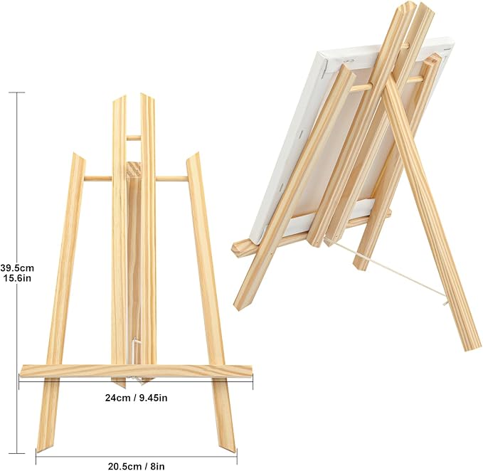 Yiksonyo 6 Pack 15.6 Inch Wooden Easel, Tabletop Wood Easels Stand, Wooden Easel for Painting, Art, and Crafts