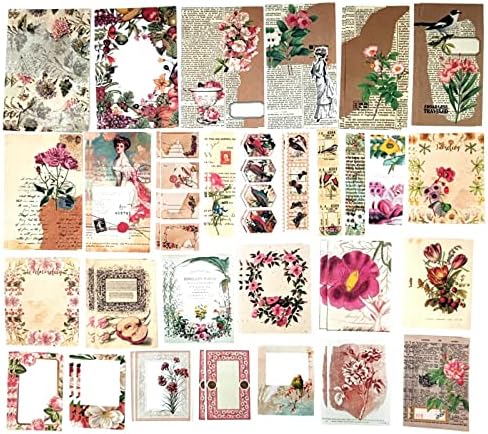 Esweny 200PCS Vintage Scrapbooking Supplies Kit for Journaling, Scrapbook Sticker Paper Pack for Junk Journal Planners Aesthetic Cottagecore Room Decor Wall Art Collage Album