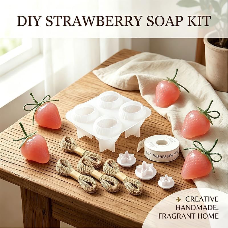 DIY Soap Making Kit, Silicone Strawberry Grape Soap Molds for Handmade