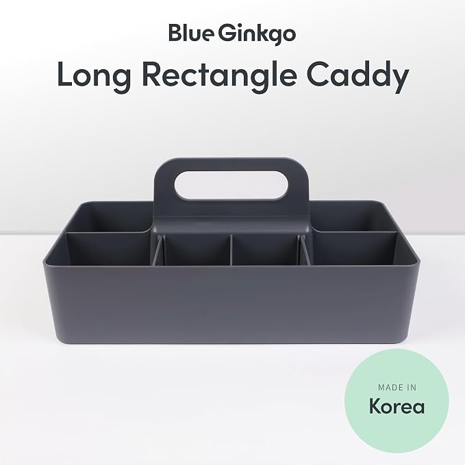 BLUE GINKGO Stackable Organizer Caddy, Long, Grey, Made in Korea