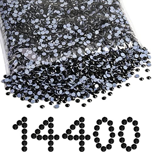 Beadsland Hotfix Rhinestones Bulk, Jet Black, SS8, 14400pcs