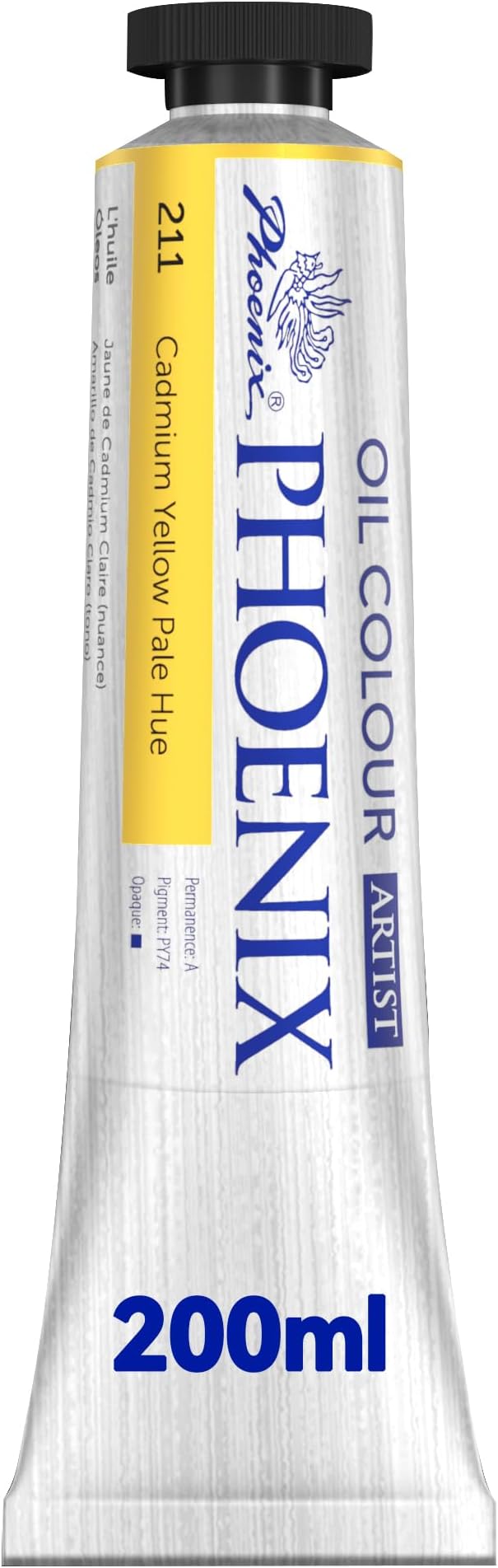 PHOENIX Cadmium Yellow Pale Hue Oil Paint 200ml / 6.75 Fl oz | Single Large Tube, Artist Quality, Oil Based, For Professionals