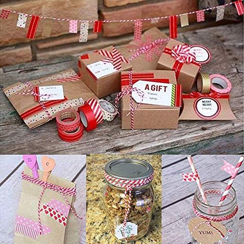 Benvo 656 Feet Cotton Cooking String 2mm Natural Jute Twine 2 Ply Rope Cord Wrapping (Red White and Red Green White)