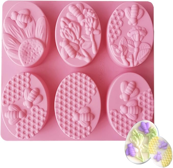 2Pcs Bee Silicone Soap Molds Honeycomb Molds | for Chocolate, Jelly,Candy Making