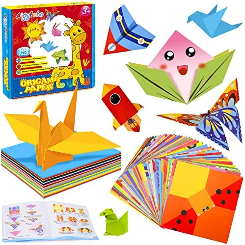 308 Sheets Origami Paper Kit for Kids Ages 5-8 8-12 with Instructional Book | Origami Projects for Beginners, DIY Art Craft Supplies for School Class Lessons, Christmas Birthday Gifts for Boys & Girls