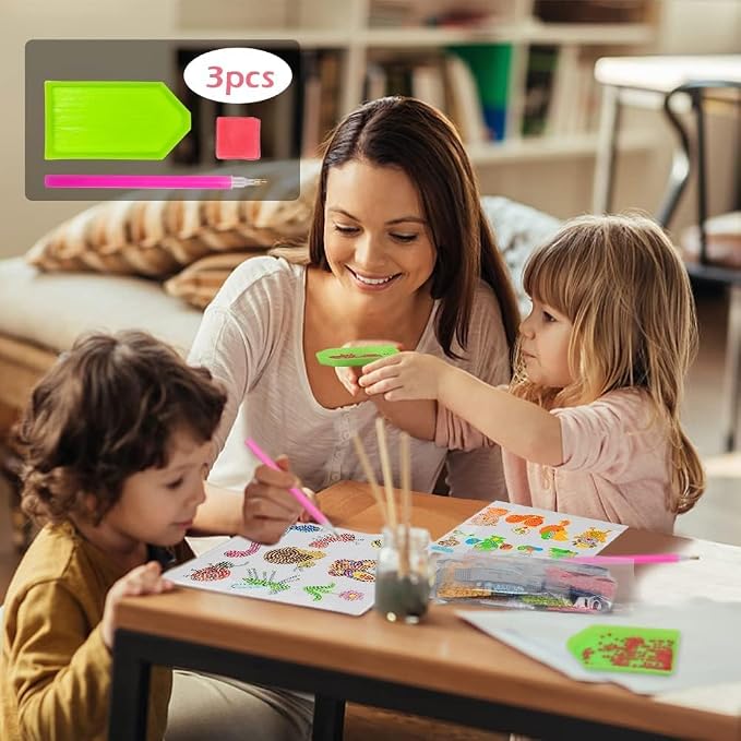 Labeol Diamond Art Kits for Kids Boys and Girls Ages 6-8-10-12 Easy to DIY Creative Diamond Art Sticker Craft by Numbers Kits for Kids and Adult Beginners (Various Animals)