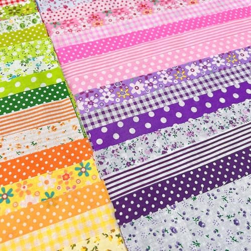 Cotton Fabric DIY Making Supplies Quilting Patchwork Fabric Fat Quarter Bundles DIY for Quilting Cotton Patchwork Cushions (Pink/Purple, 9.8" x 9.8")